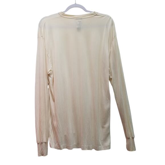 Vintage 90s Eddie Bauer 100% Silk Long Sleeve Base Layer Tee Shirt Cream Mens XL - Picture 2 of 9